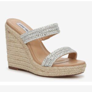 Steve Madden Silver and Tan Espadrille Wedges